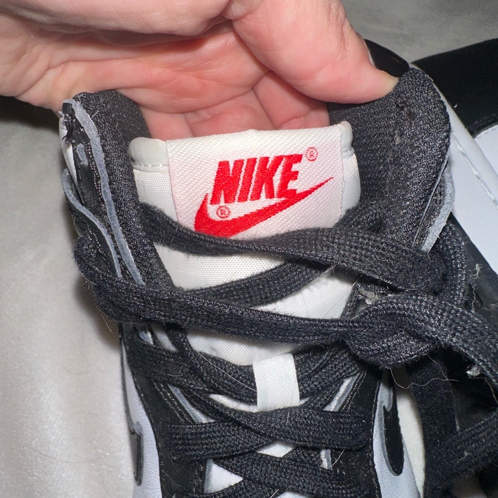 Nike Red Logo Black and White Shoes